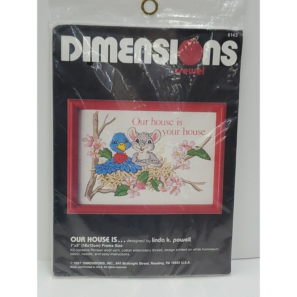 Vintage 1987 Dimensions‎ Crewel Kit- Our House Is.../Needlework/Crafts/USA/New